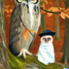 owl wearing a suit