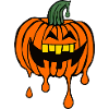 Halloween pumpkin, dripping, cartoon, laughing