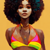 Afro girls in bikini painting
