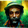 Old Rastafarian Man Painting