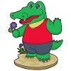 Crocodile aux fleurs