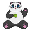 Panda with coffee mug