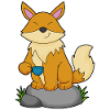 Fox with coffee cup