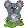 Koala with coffee cup