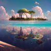 Future Paradise Island Painting