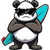 panga panda angry surfboard