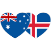 Australia Iceland Flag Heart