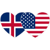 Islande usa Flag Heart