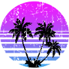 palm trees retro sun