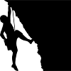 Silhouette d’alpiniste d’escalade
