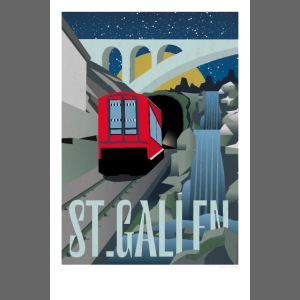 Mühleggbahn in St.Gallen seit 1893, Vintage Poster