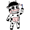Cow with toothbrush