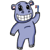Hippo with toothbrush