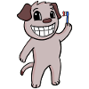 Chien avec brosse à dents