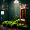 Telephone booth with plants