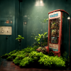 Telephone booth with plants