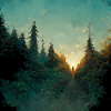 Sunset in the forest