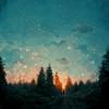 Sunset in the forest