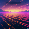 Synthwave milde Wellen im Meer
