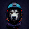 Husky Dog Astronaut Space