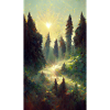 Sun-drenched forest
