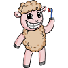 Sheep with toothbrush