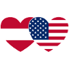 Austria USA Flag Heart