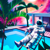 Astronaut by the pool