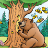 Grizzly bear eats honey
