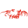 tyrannosaurus versus triceratops (red)