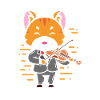 Cute anime raccoon plays violin