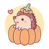 Cute Little Hedgehog In Pumpkin