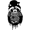 raccoon,black and white,pantomime