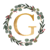 Customizable monogram G wreath