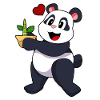 Panda with bamboo flower