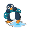 Pinguin mit Schwimmring