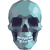 Low Poly Blue Skull – Geometrisch-Gotik-Stil