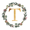 Customizable monogram T wreath