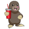 Mole with drinking cup