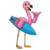 Flamingo Surfing Surfboard Summer