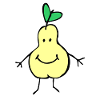 A smiling pear