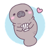 Cute Manatee Holding Clam Seashell