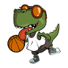 Cool T-Rex plays basketball