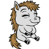 Small seated comic pony