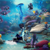 Wonderful mermaid with jellyfish