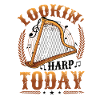 Lookin' Harp Today, harp player.