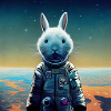 white rabbit astronaut
