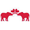 Love elephants in love hearts