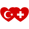 Turquie Suisse drapeau cœur uni