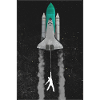 Mann an Rakete